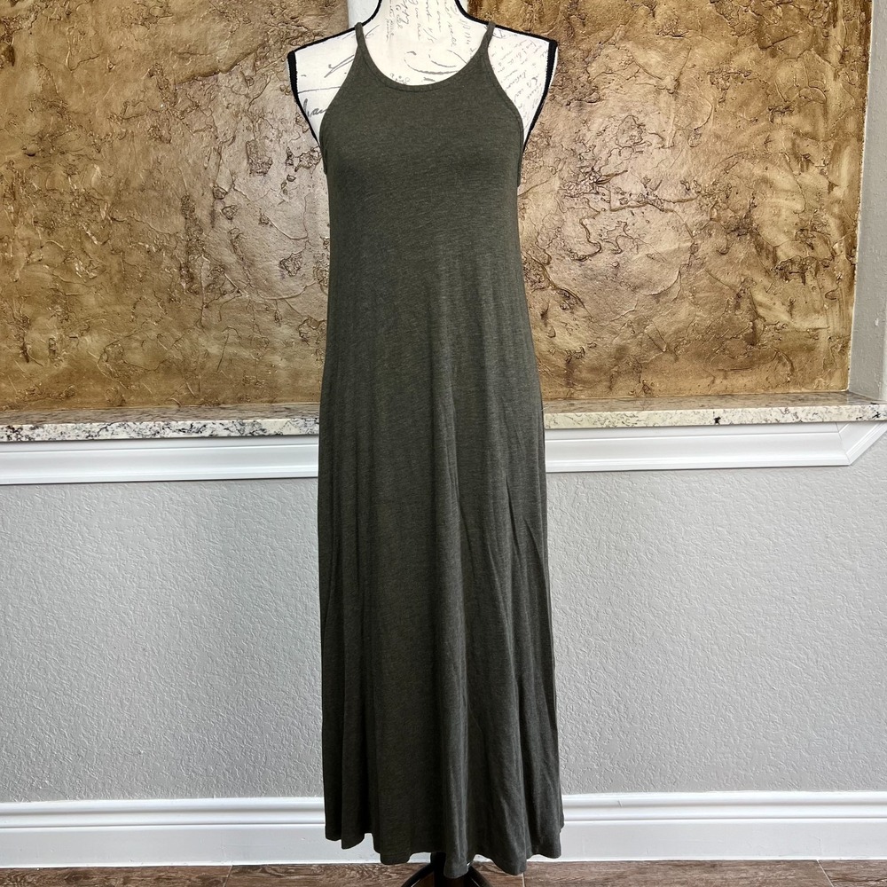 Madewell Knit Cami Midi Dress Womens XS Sleeveless Halter‎ Neck Olive Green
